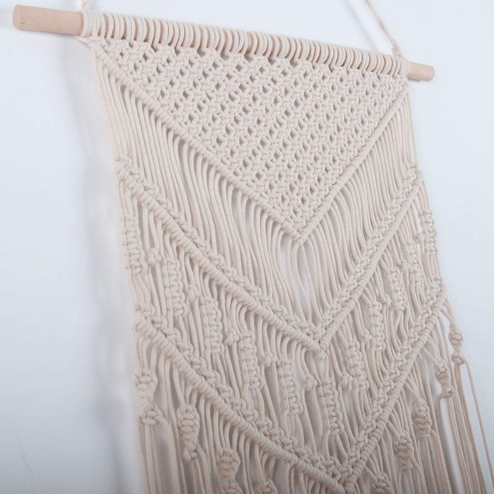 Boho macramé wall hanging tan woven home decor - Picture 5 of 6
